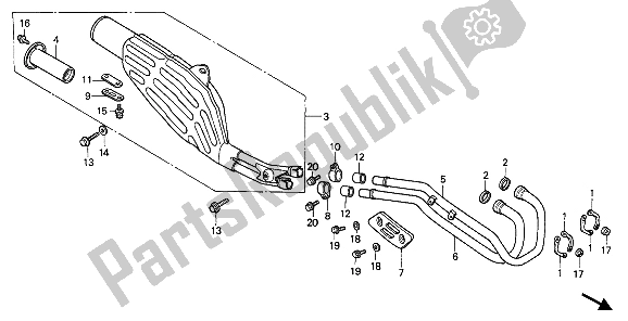 All parts for the Exhaust Muffler of the Honda XR 600R 1988