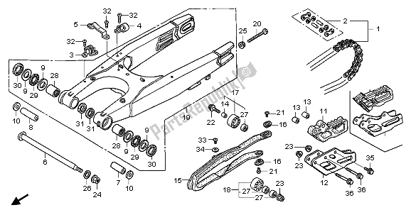 All parts for the Swingarm of the Honda CRF 450X 2006