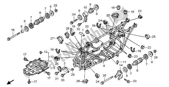 Tutte le parti per il Corpo Del Telaio del Honda TRX 400 FA Fourtrax Rancher AT 2004