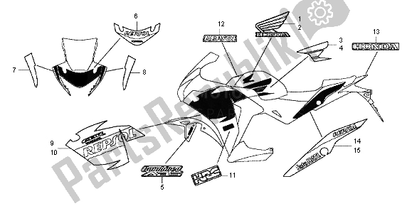 All parts for the Mark & Stripe of the Honda CBR 250 RA 2013