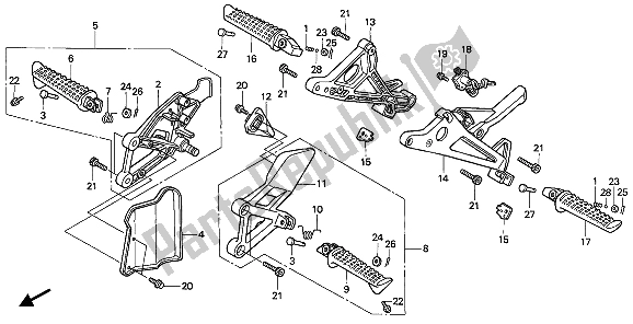 All parts for the Step of the Honda VFR 750F 1990