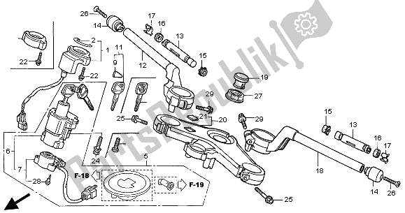 Tutte le parti per il Gestire Il Tubo E Il Ponte Superiore del Honda VFR 800 2004