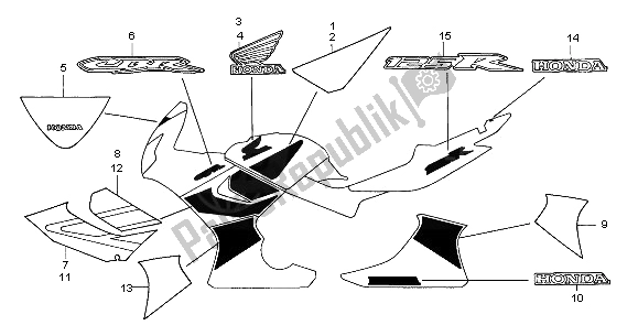 All parts for the Mark & Stripe of the Honda CBR 125 RW 2005