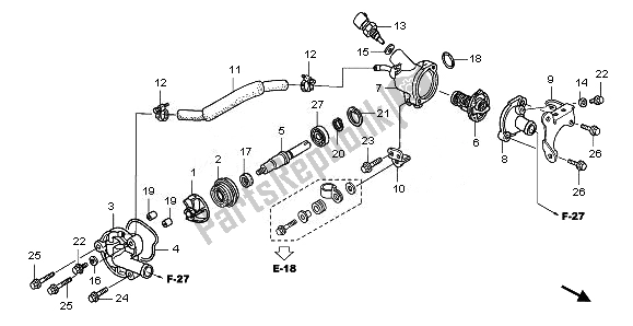 All parts for the Water Pump of the Honda PES 125 2011