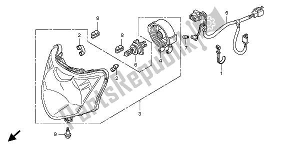 Tutte le parti per il Faro (uk) del Honda CBF 125M 2009