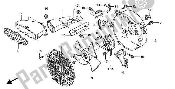 All parts for the Cooling Fan of the Honda TRX 400 FA 2007