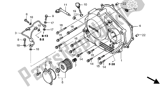 All parts for the Right Crankcase Cover of the Honda CBF 250 2004