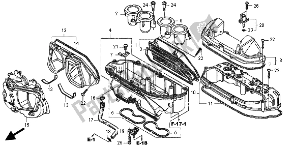 Alle onderdelen voor de Luchtfilter van de Honda CBR 600 RR 2012