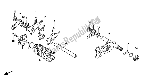 Alle onderdelen voor de Schakeltrommel & Schakelvork van de Honda XR 250R 1986