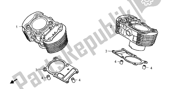 All parts for the Cylinder of the Honda VT 750C 2006