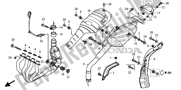 Tutte le parti per il Silenziatore Di Scarico del Honda CBR 600 RA 2013