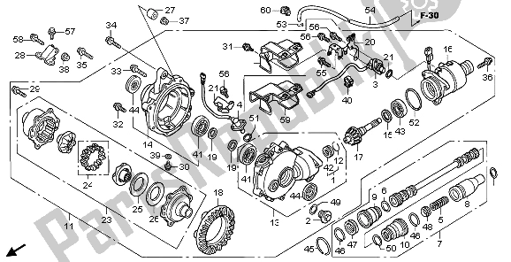 All parts for the Front Final Gear of the Honda TRX 450 FE Fourtrax Foreman ES 2003