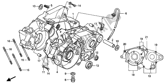 All parts for the Crankcase of the Honda CR 80R 1992