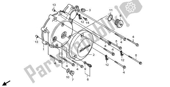 Tutte le parti per il Coperchio Carter Sinistro del Honda VT 750C 2008