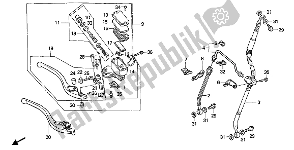 All parts for the Fr. Brake Master Cylinder of the Honda CBR 600F 1992