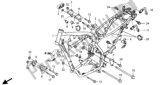 Alle onderdelen voor de Frame Lichaam van de Honda XR 125L 2004