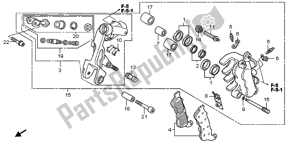 All parts for the Front Brake Caliper (l.) of the Honda XL 1000 VA 2008