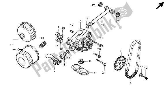 All parts for the Oil Filter & Oil Pump of the Honda VT 750C 1999