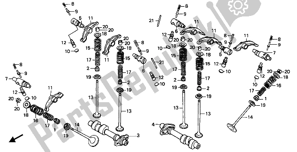 Toutes les pièces pour le Arbre à Cames Et Soupape du Honda PC 800 1990