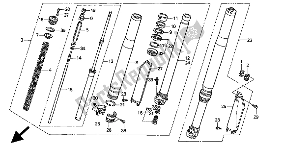 All parts for the Front Fork of the Honda CR 125R 1994