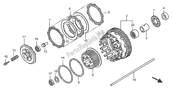 All parts for the Clutch of the Honda VFR 800 2005