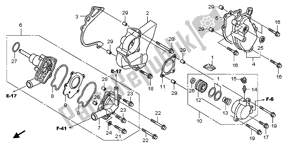 All parts for the Water Pump of the Honda CBF 1000 FTA 2010