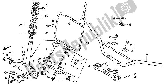 All parts for the Handle Pipe & Top Bridge & Steering Stem of the Honda CR 250R 1987