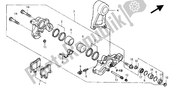 All parts for the Rear Brake Caliper of the Honda CB 1300X4 1999