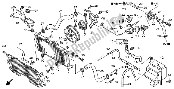 Alle onderdelen voor de Radiator van de Honda CB 1300A 2009