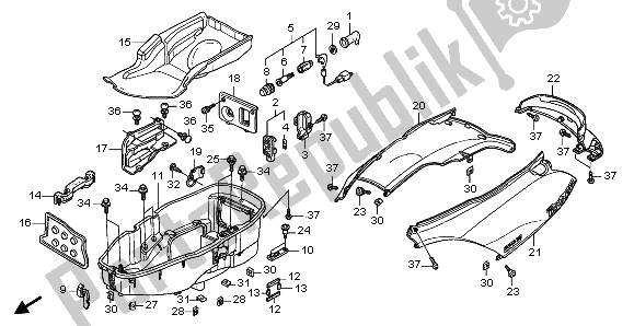 Todas las partes para Cubierta Del Cuerpo Y Caja De Equipaje de Honda FES 125 2006