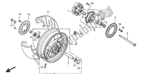 Tutte le parti per il Ruota Posteriore del Honda VTR 1000 SP 2005