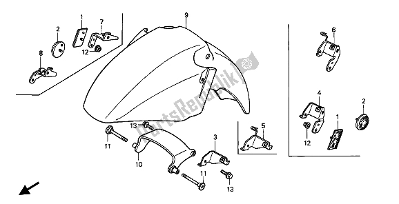 Todas las partes para Guardabarros Delantero de Honda ST 1100 1991