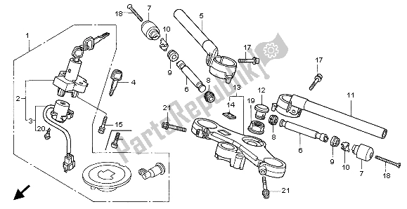 All parts for the Handle Pipe & Top Bridge of the Honda VTR 1000F 1998