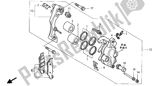 All parts for the Front Brake Caliper of the Honda XR 650R 2007