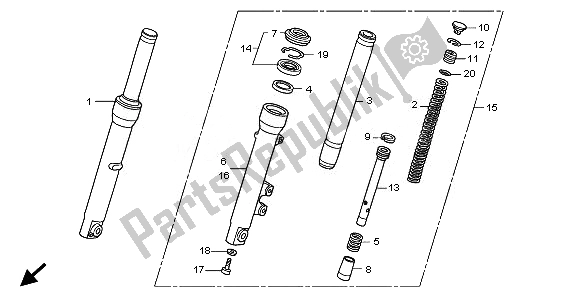 All parts for the Front Fork of the Honda SH 125R 2010