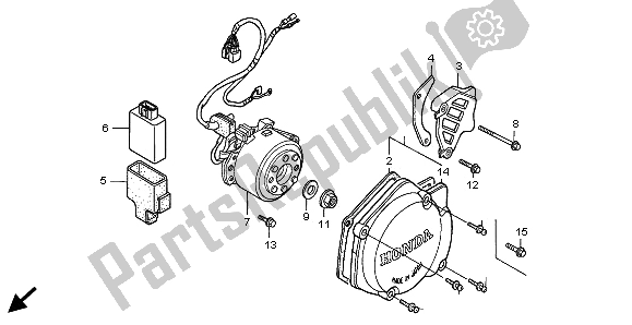 Tutte le parti per il Coperchio Carter Sinistro del Honda CR 125R 2001