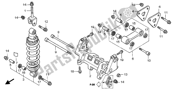 All parts for the Rear Cushion of the Honda VFR 800 2003