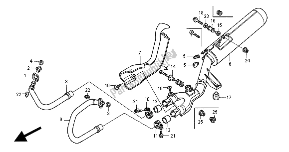 All parts for the Exhaust Muffler of the Honda NT 650V 2000