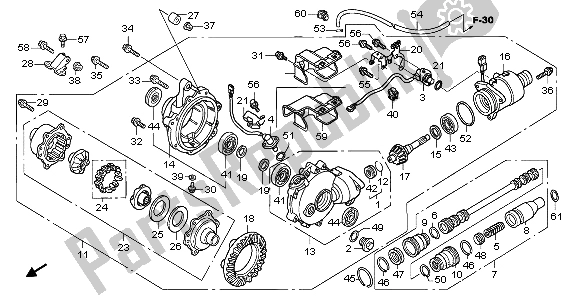 Alle onderdelen voor de Voorste Eindversnelling van de Honda TRX 450 FE Fourtrax Foreman ES 2004