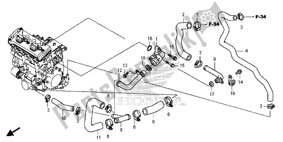 All parts for the Water Pipe of the Honda CB 1000 RA 2013