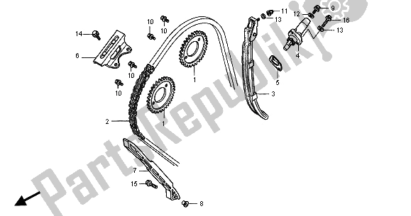 Alle onderdelen voor de Nokkenketting & Spanner van de Honda CB 600F2 Hornet 2001