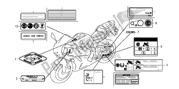 Tutte le parti per il Etichetta Di Avvertenza del Honda CBR 600 RR 2013