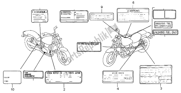 All parts for the Caution Label of the Honda VF 750C 1996