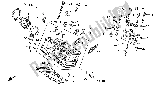 All parts for the Rear Cylinder Head of the Honda NT 650V 1999