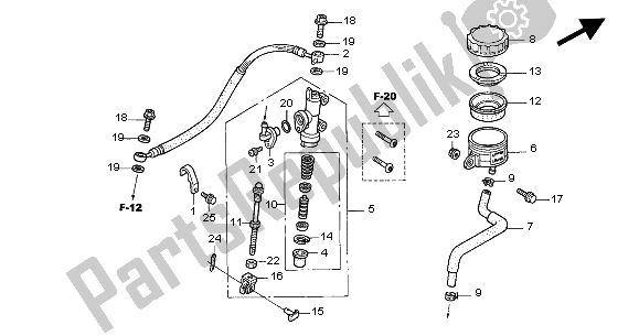 Todas las partes para Cilindro Maestro Del Freno Trasero de Honda CBR 600 FR 2002