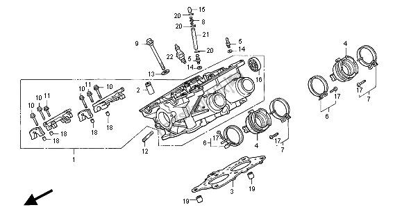 All parts for the Right Cylinder Head of the Honda ST 1100A 2000