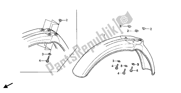 All parts for the Front Fender of the Honda CR 80R2 1985