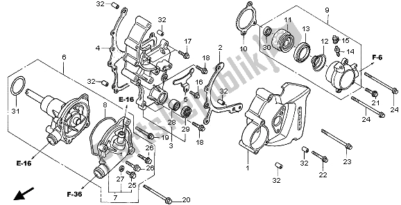 All parts for the Water Pump of the Honda VFR 800A 2009
