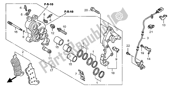 All parts for the Front Brake Caliper (r.) of the Honda CBF 600 NA 2010