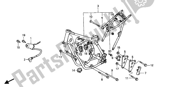 Todas las partes para Cuerpo Del Bastidor Y Bobina De Encendido de Honda CR 250R 1991